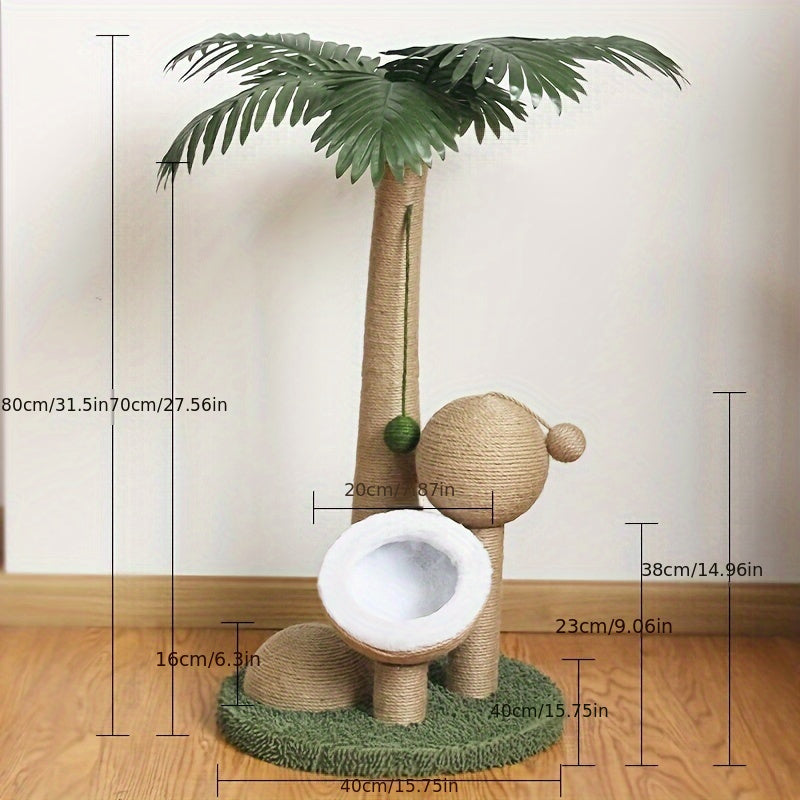 Tiragraffi per Gatti a Forma di Palma con Pallina | Coconut Tree Cat Scratching Post with Ball Toy