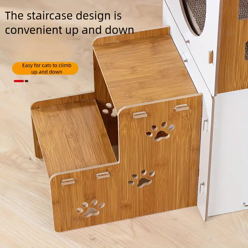 Casa Graffiatoio in Cartone Stile Villa - Fantasia Scozzese | Villa-Style Cat Scratcher Cardboard House