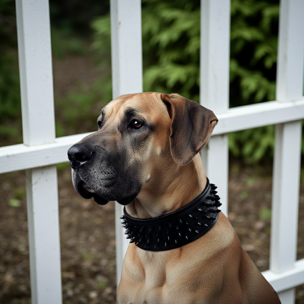 Black ''Crown'' soft leather dog collar