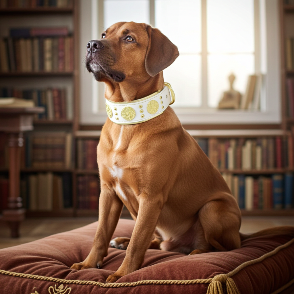The "Maximus" collar 2.5 inch wide white & gold