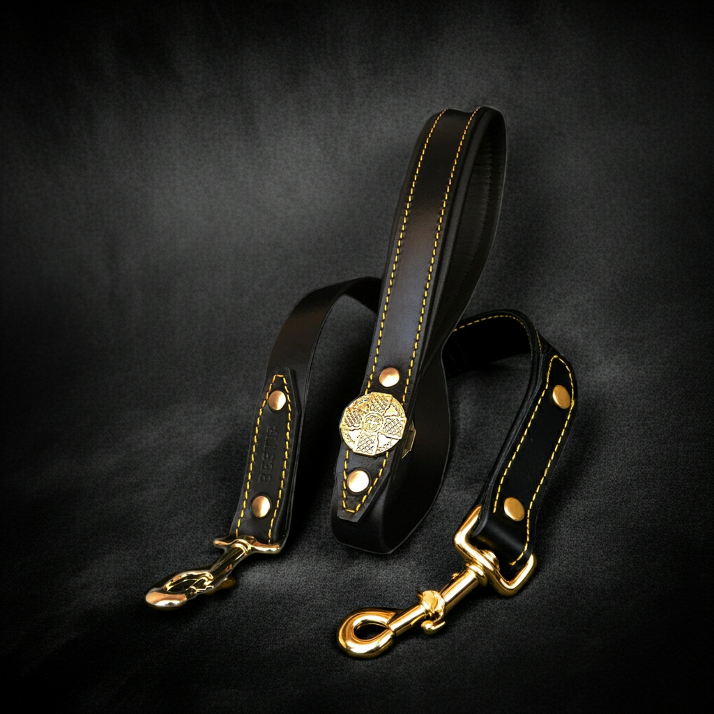 The "Maximus" leash black & gold
