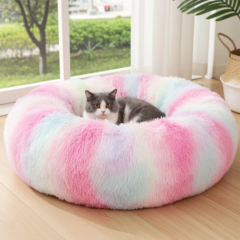 Tunnel Nido in Peluche per Gatti con Pallina - Cuccia Morbida | Cozy Plush Cat Tunnel Nest with Hanging Ball Toy