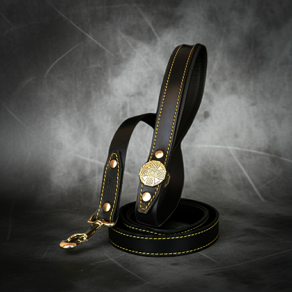 The "Maximus" leash black & gold