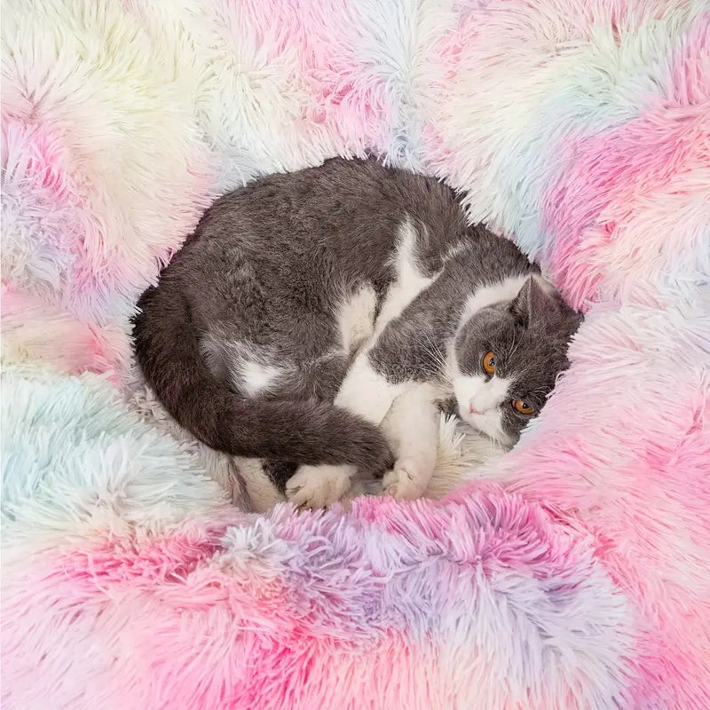 Tunnel Nido in Peluche per Gatti con Pallina - Cuccia Morbida | Cozy Plush Cat Tunnel Nest with Hanging Ball Toy