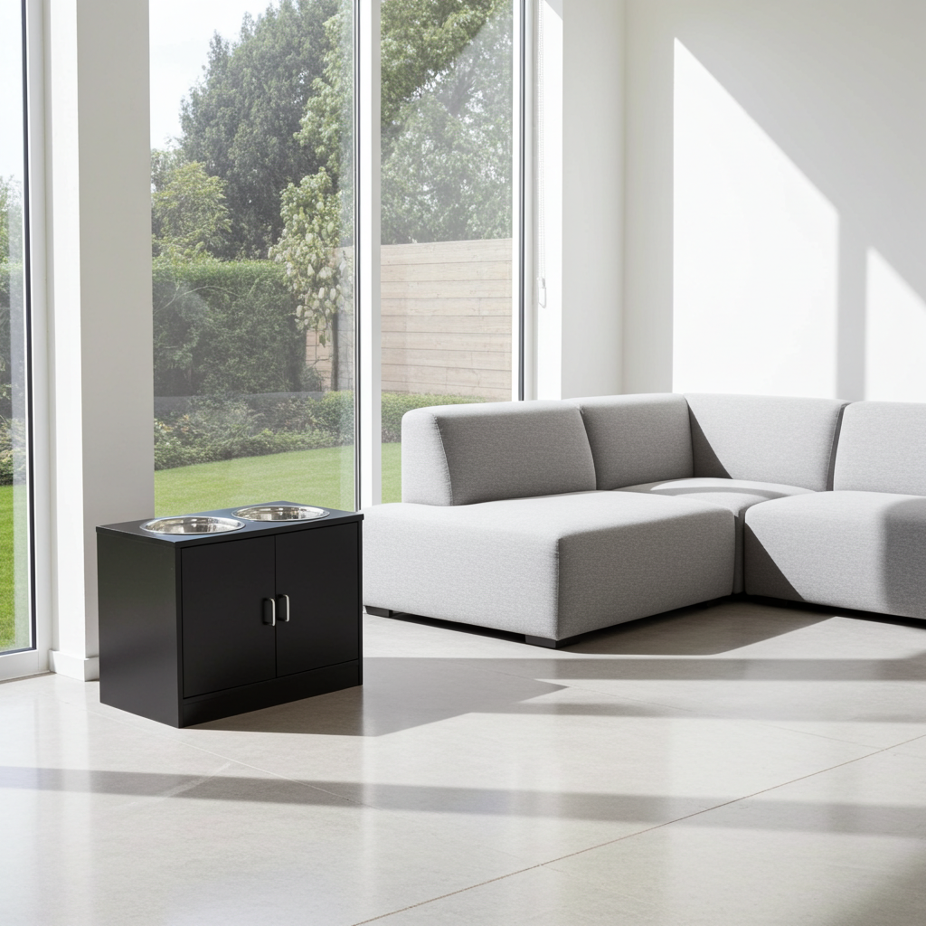 Stazione Pasto Sopraelevata PawHut — 2 Ciotole Inox | Nera
