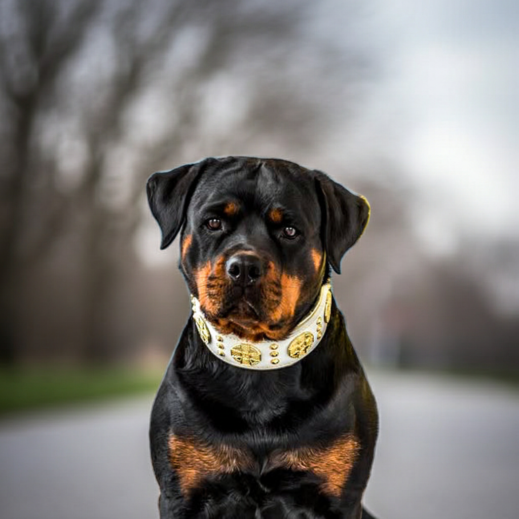 The "Maximus" collar 2.5 inch wide white & gold