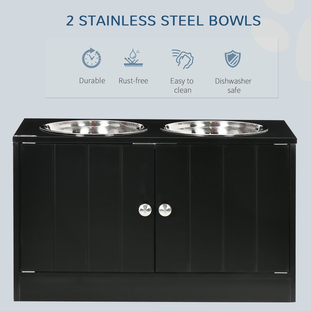 Stazione Pasto Sopraelevata PawHut — 2 Ciotole Inox | Nera